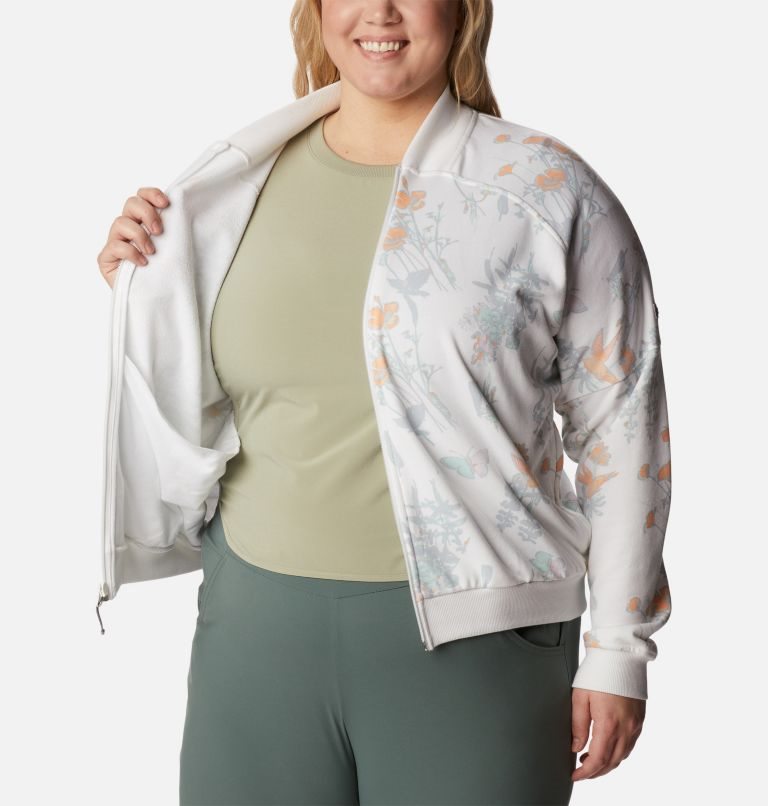 Women's Columbia Lodge French Terry Full Zip Jackets Flower | Plus Size CA-WAC48